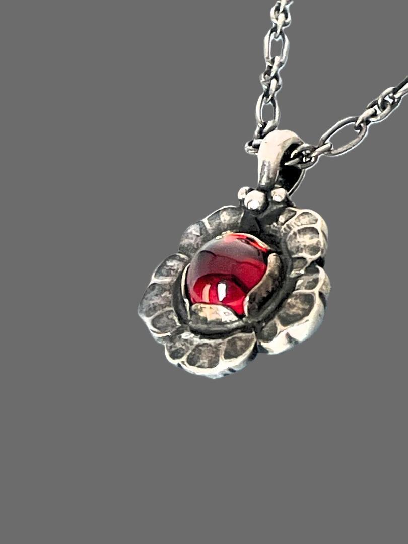 GEORG JENSEN 2002 レッドフラワーネックレス ガーネット_画像5
