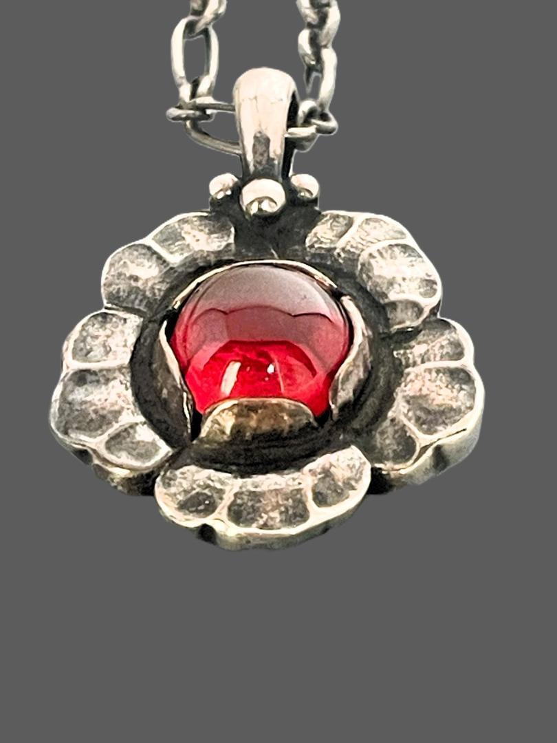 GEORG JENSEN 2002 レッドフラワーネックレス ガーネット_画像9
