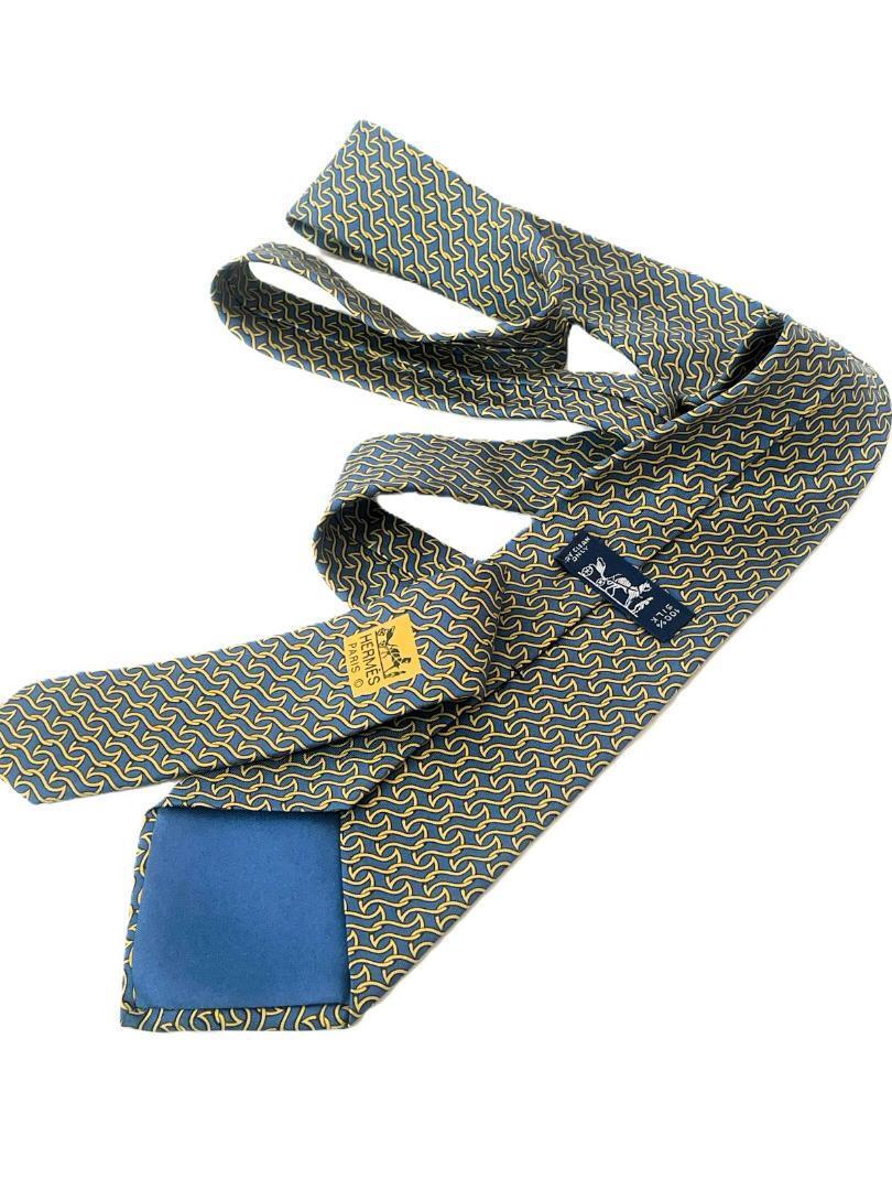 美品 HERMES エルメス シルク ネクタイ ブルー　正規品_画像10
