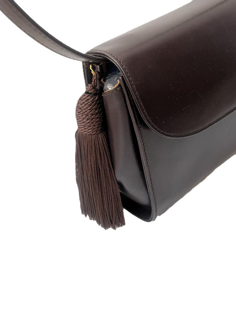 美品 GUCCI グッチ ダークブラウン ショルダーバッグ レザー ポーチ_画像6