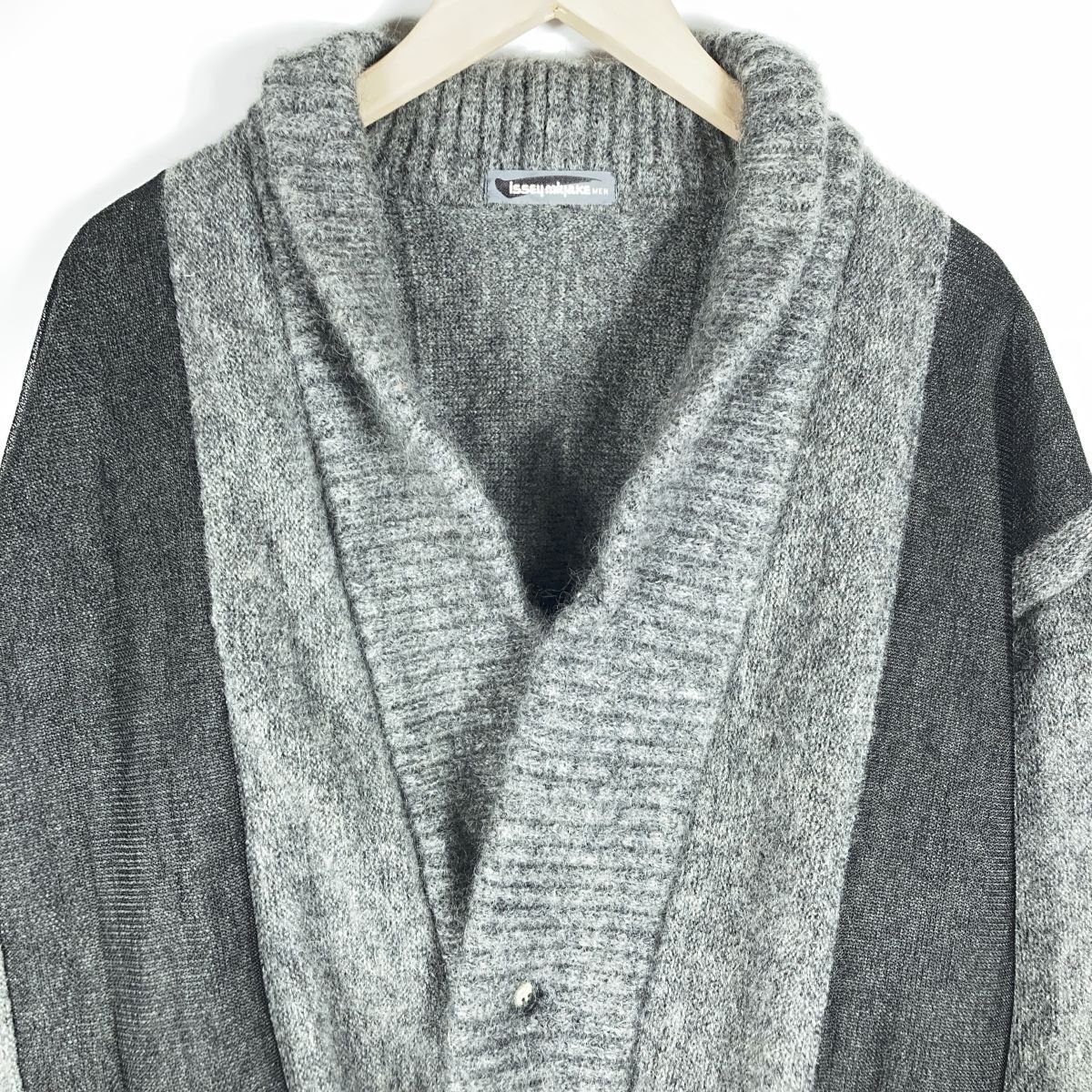 ISSEY MIYAKE MEN F Archive 80s 筆タグ イッセイミヤケ アーカイブ ショールカラー ニット カーディガン FREE ウール ナイロン MK32302_画像2