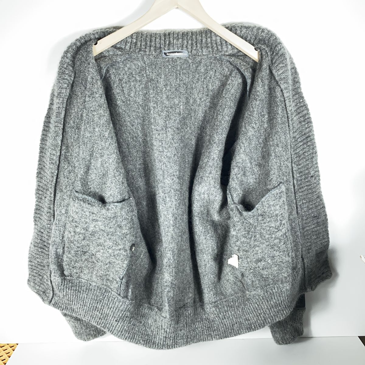 ISSEY MIYAKE MEN F Archive 80s 筆タグ イッセイミヤケ アーカイブ ショールカラー ニット カーディガン FREE ウール ナイロン MK32302_画像8