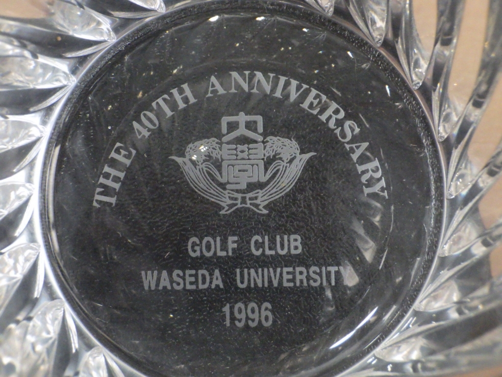 未使用 箱付★早稲田大学 ゴルフクラブ 40周年記念 1996 WASEDA UNIVERSITY GOLF CLUB HOYA CRYSTAL ホヤ カット ロックグラス タンブラー_画像5