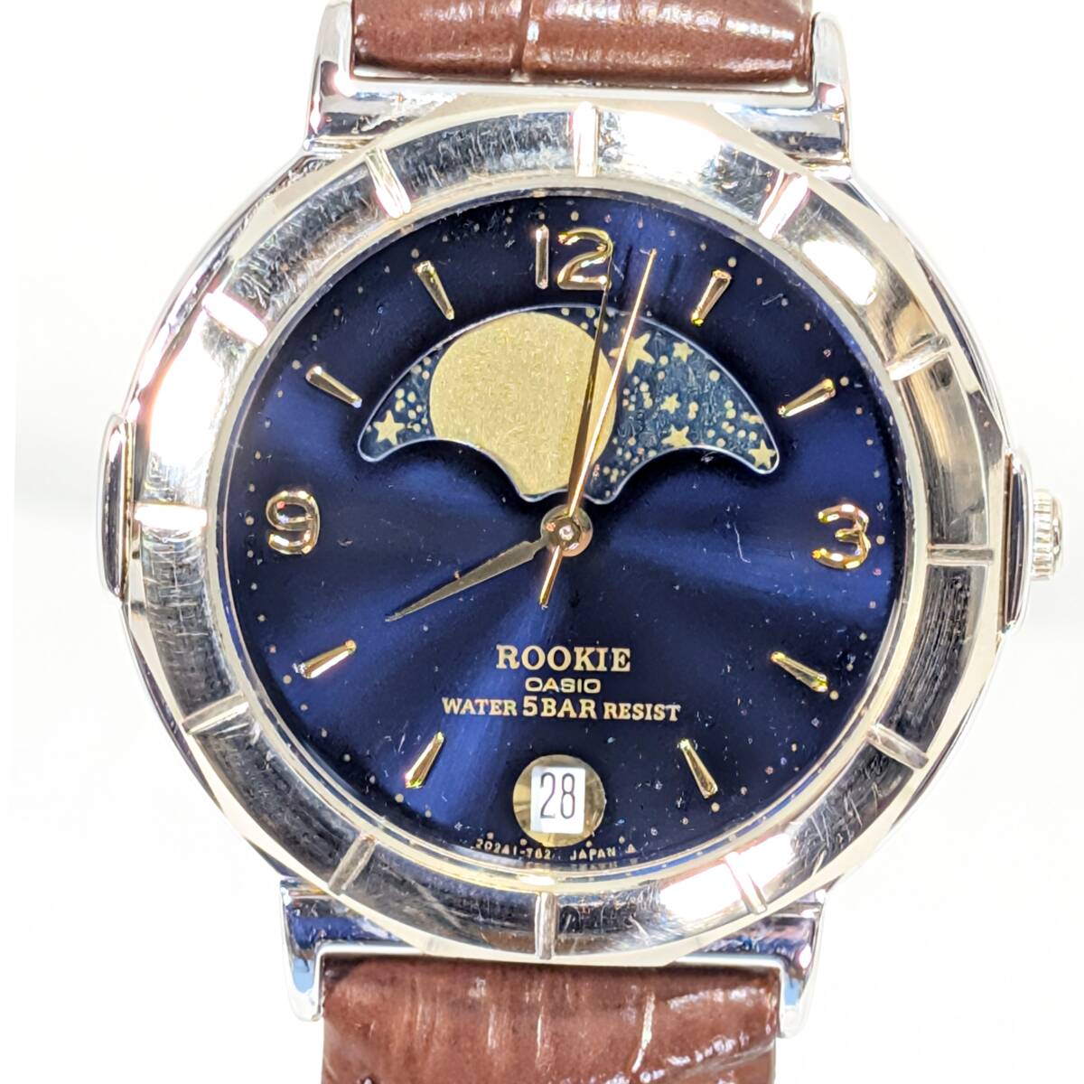 CASIO ROOKIE ムーンフェイズ メンズ 電池ベルト交換済み稼働品 D-12_画像2