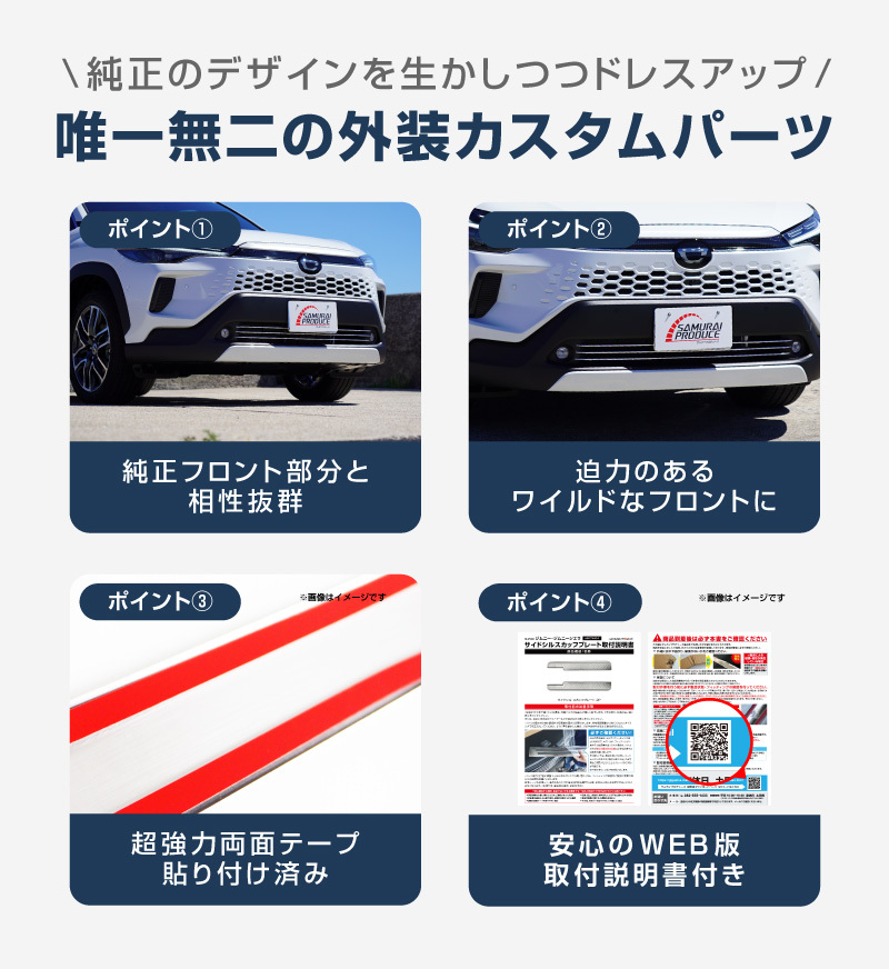 アウトレット品 新型カローラクロス 専用 ロアグリルガーニッシュ 3P 鏡面仕上げ 2025年5月マイナーチェンジ後専用 外装 カスタム パーツ_画像4