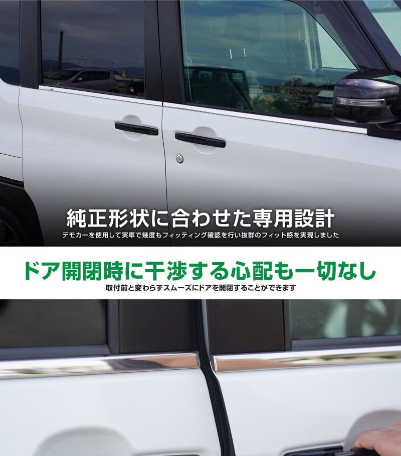 新型デリカミニ ekスペース ルークス ウィンドウトリム ガーニッシュ 4P 鏡面仕上げ 2025年フルモデルチェンジ後対応 外装 カスタム_画像5