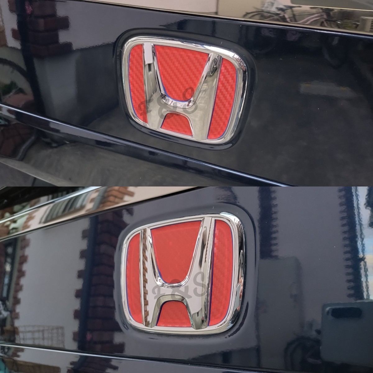 ホンダ ステップワゴンRP8型 e:HEV エアー スパーダ スパーダプレミアムライン リアエンブレム 3Dカーボン調レッド カーボン柄 ステッカー_画像2