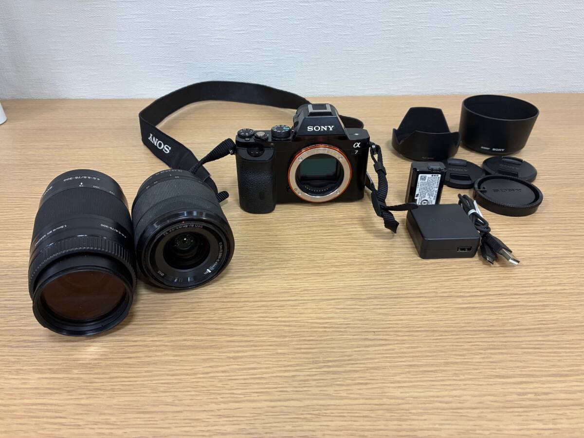 20704.705 работа Sony SONY α7 ILCE-7 корпус FE 3.5-5.6/28-70 4.5-5.6/75-300 линзы 2 шт Schott 1096 * информация . изображение 15 листов проверьте пожалуйста 