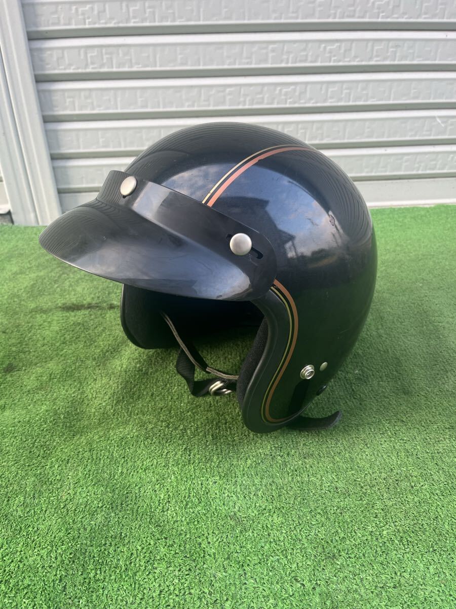 1970年代 ヴィンテージ ホンダ ホンダリン ブラック ピンストリップ インターステート オートバイ ヘルメット 当時物 バイク ジェットヘル_画像1