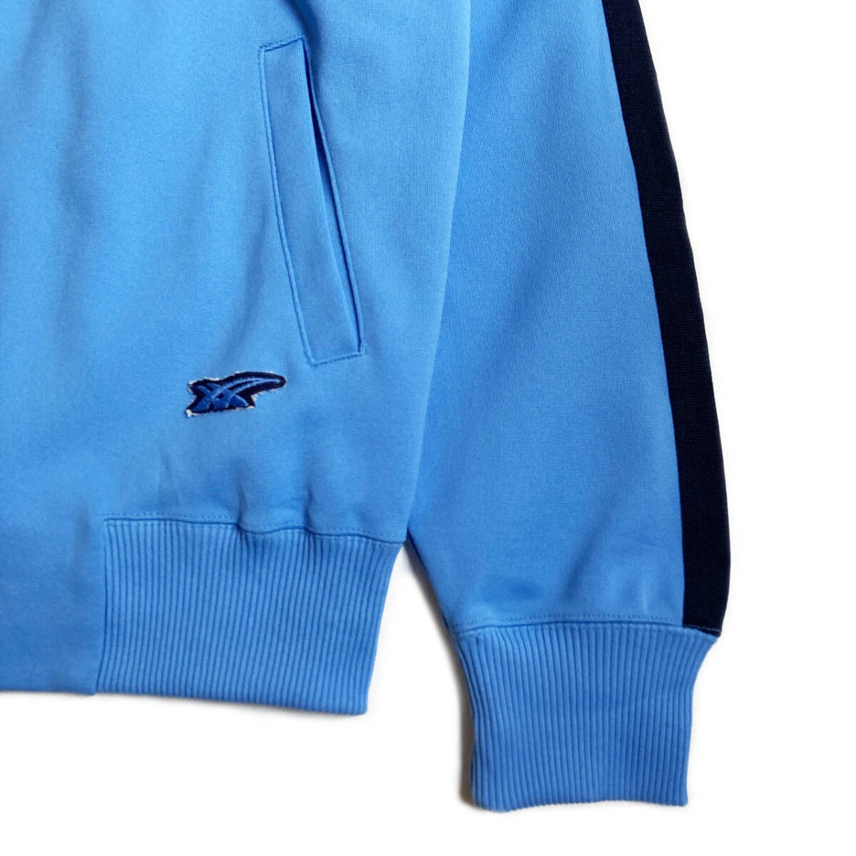 【USED】 アシックス ASICS ビンテージ トラックジャケット ジャージ 刺繍ロゴ 80s 古着 Mサイズ ブルー ☆送料無料☆_画像6