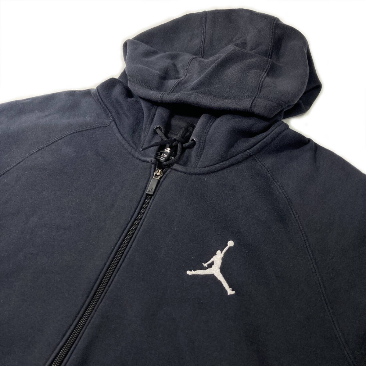 【USED】 JORDAN ジョーダン NIKE ジャンプマン 刺繍ロゴ ジップパーカー フーディー 00s 古著 （ XXL ） ブラック ☆送料無料☆