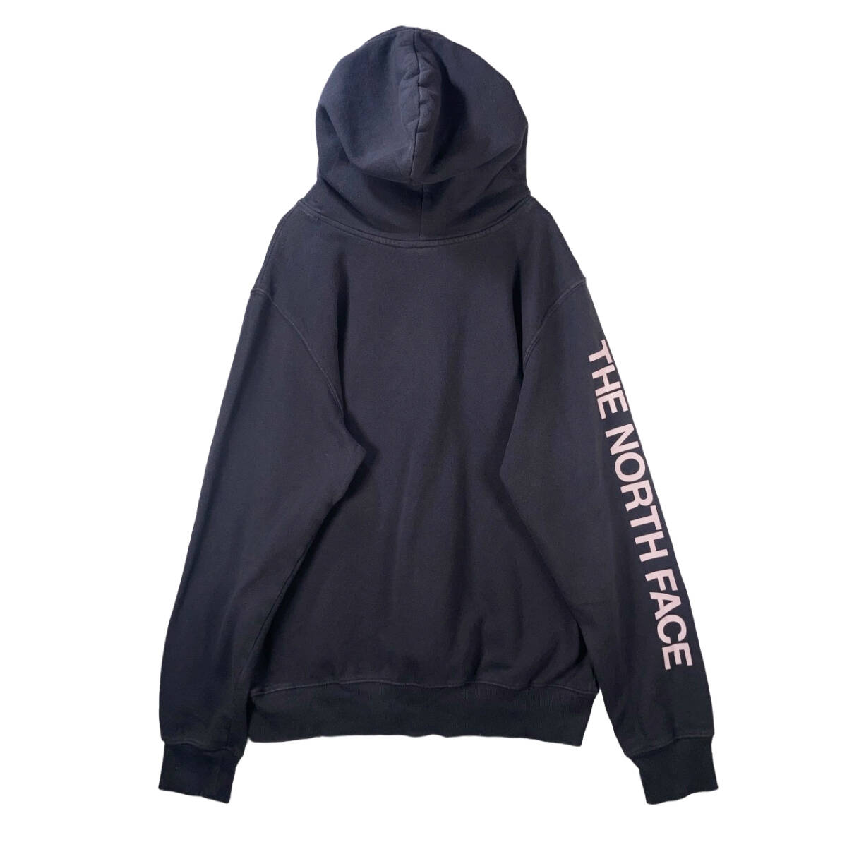 【USED】 ノースフェイス THE NORTH FACE プルオーバー パーカー フーディー アームロゴ 古着 Lサイズ チャコールグレー ☆送料無料☆ _画像3