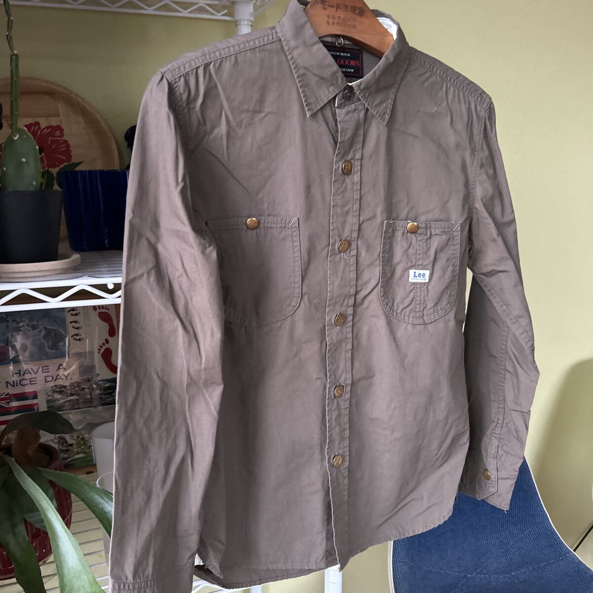 Lee リー　ビンテージ風　ワークシャツ　ロングL SM_画像1