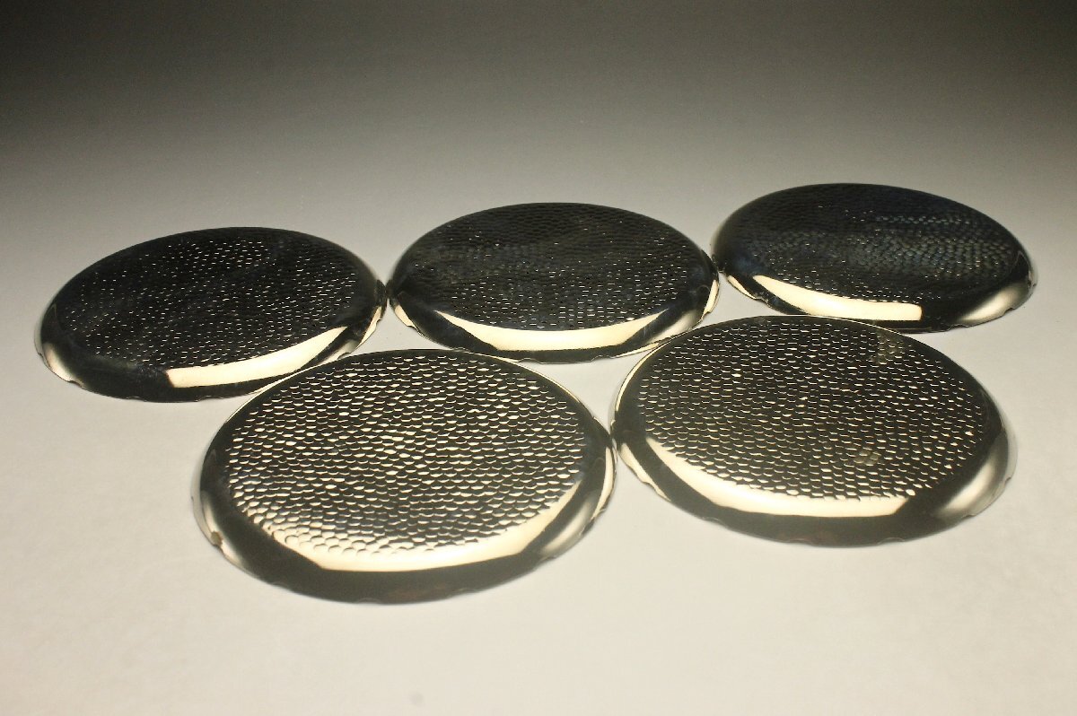 【余韻】 茶道具 銀メッキ 槌目 菓子皿 フォーク5本のセット シルバー★専用箱＜同梱可＞_画像5