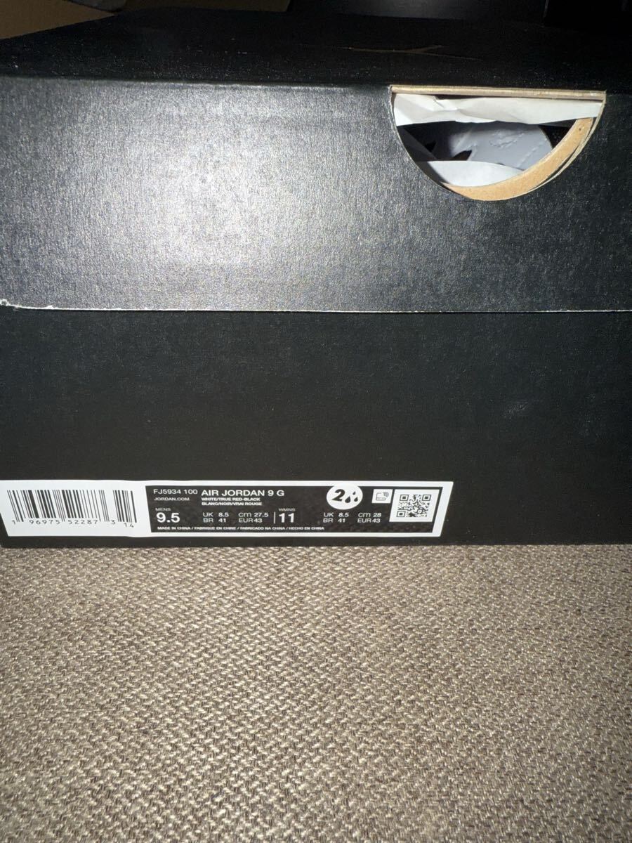 新品 27.5cm エアジョーダン9 ゴルフ ホワイト/ブラック/トゥルーレッド JORDAN_画像2