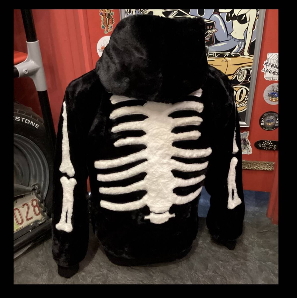 バンソン★新品★パーカー★2521【XL】スカル★ボーン★NVSZ-2521★バイカー★ネバーマインド★アメリカンロングリバー55★正規取り扱い店_画像4