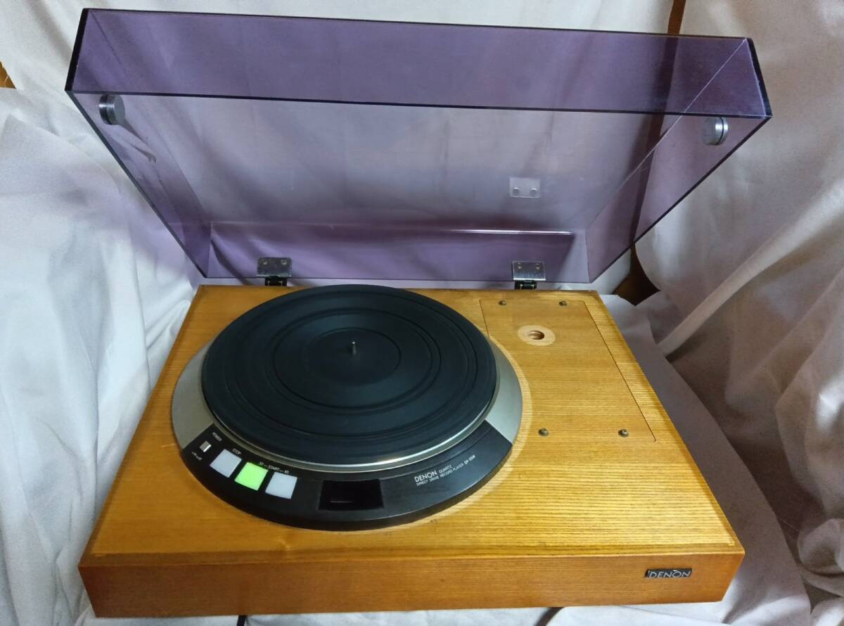 ■ DENON / DP-55M+DKキャビネット移植品 ■ Quartz Locked Direct Drive Turntable ダイレクトドライブ式ターンテーブル 回転動作OK_画像1