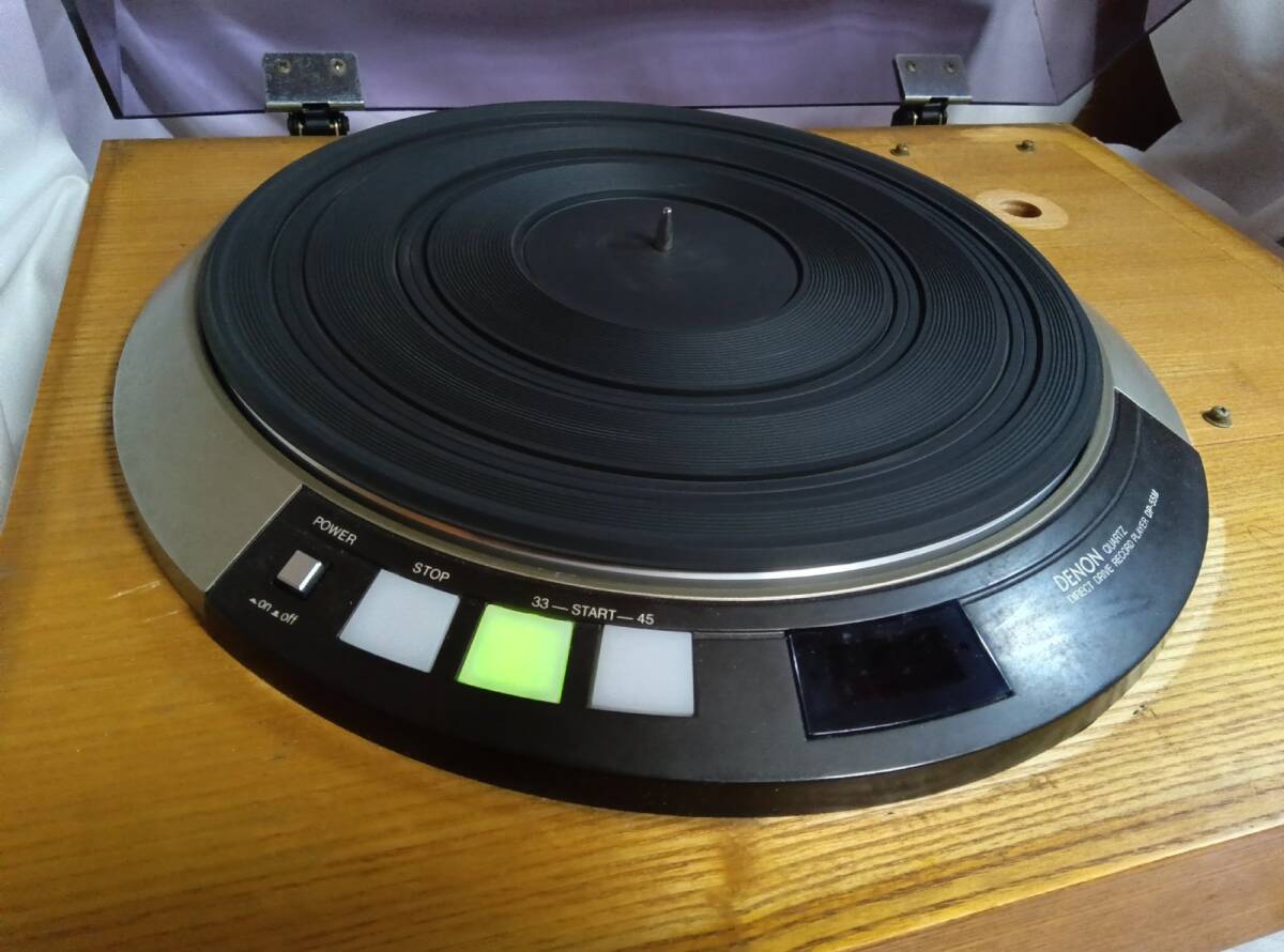 ■ DENON / DP-55M+DKキャビネット移植品 ■ Quartz Locked Direct Drive Turntable ダイレクトドライブ式ターンテーブル 回転動作OK_画像2