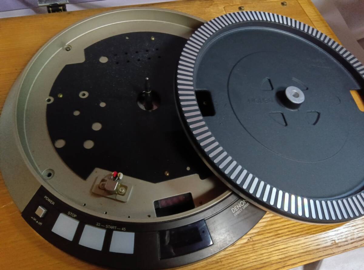 ■ DENON / DP-55M+DKキャビネット移植品 ■ Quartz Locked Direct Drive Turntable ダイレクトドライブ式ターンテーブル 回転動作OK_画像7