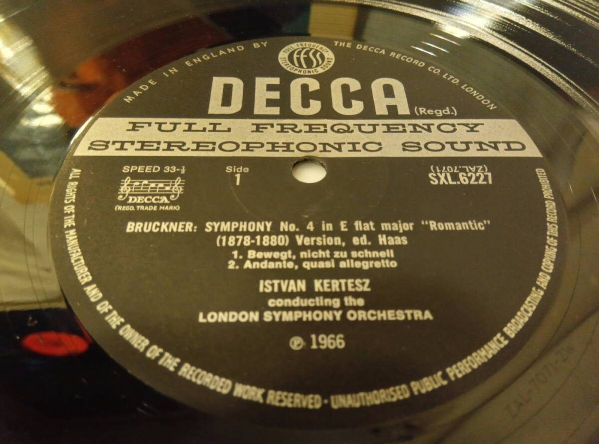 ♪ 英DECCA / SXL6227 ED3(初出) ♪ Bruckner sym. No.4 Kertesz ブルックナー ケルテス_画像3