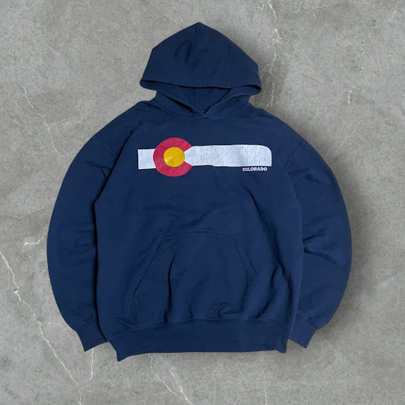 ★00's GILDAN コロラド州旗 プルオーバーパーカー Mサイズ 横三色旗_画像1