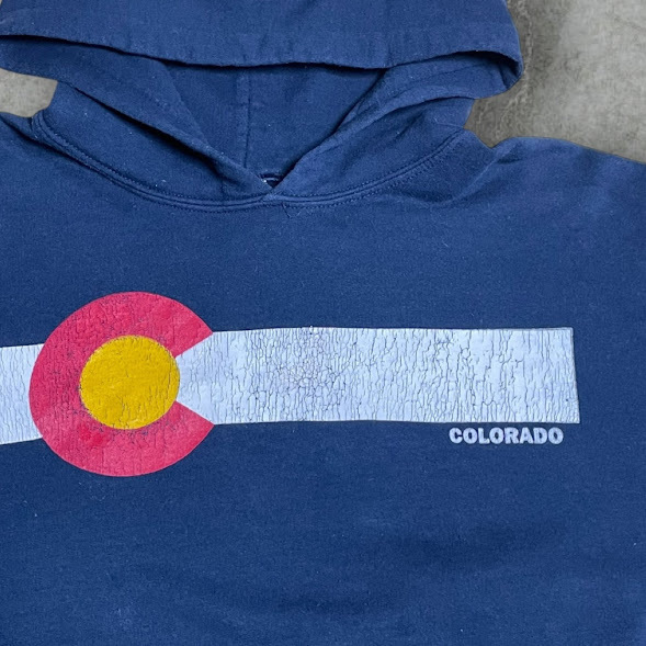 ★00's GILDAN コロラド州旗 プルオーバーパーカー Mサイズ 横三色旗_画像2