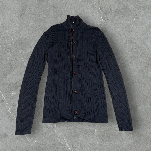 ★SHIPS オフタートル ニットカーディガン/セーター Sサイズ ウール くるみボタン ユニセックス_画像1