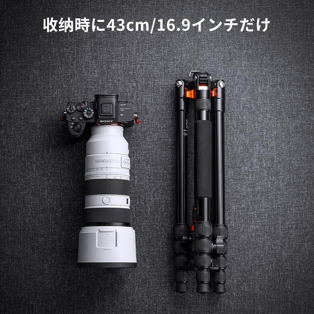 K&F Concept カメラ三脚 一眼レフ 175cm 5段階伸縮 三脚 一脚 自由雲台 360度回転 軽量 アルミ コンパクト収納 クイックシュー 式 AF795_画像9