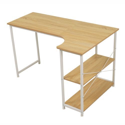【ナチュラル】パソコンデスク L字-右棚 120cm 2段ラック付 デスク木製 ミシン台 書斎机 勉強机 KU300_画像10
