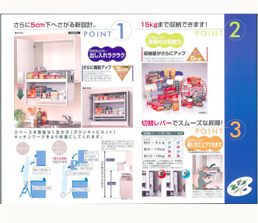 【こんな商品欲しかった!!】ダウンキャビネット 900mmキャビネット用 昇降式キャビネット 吊り戸棚用 オークス 収納棚 AF568_画像2