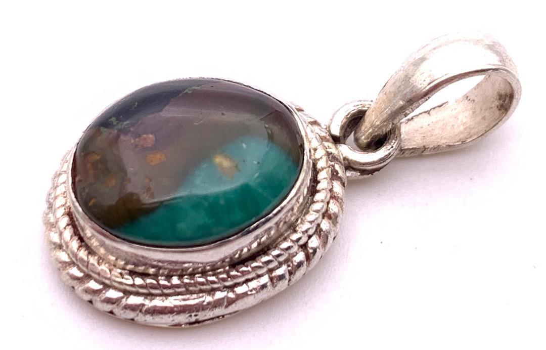 天然石ターコイズsilver925トップ/HANDMADE-D2_画像2