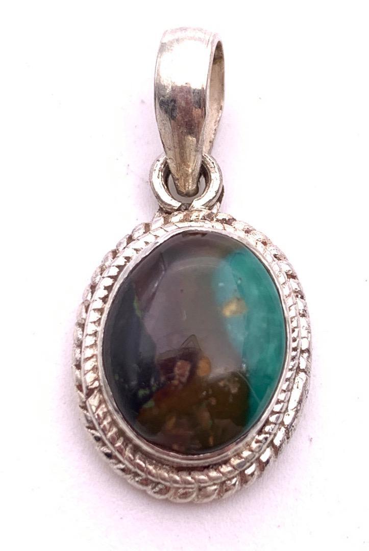 天然石ターコイズsilver925トップ/HANDMADE-D2_画像1