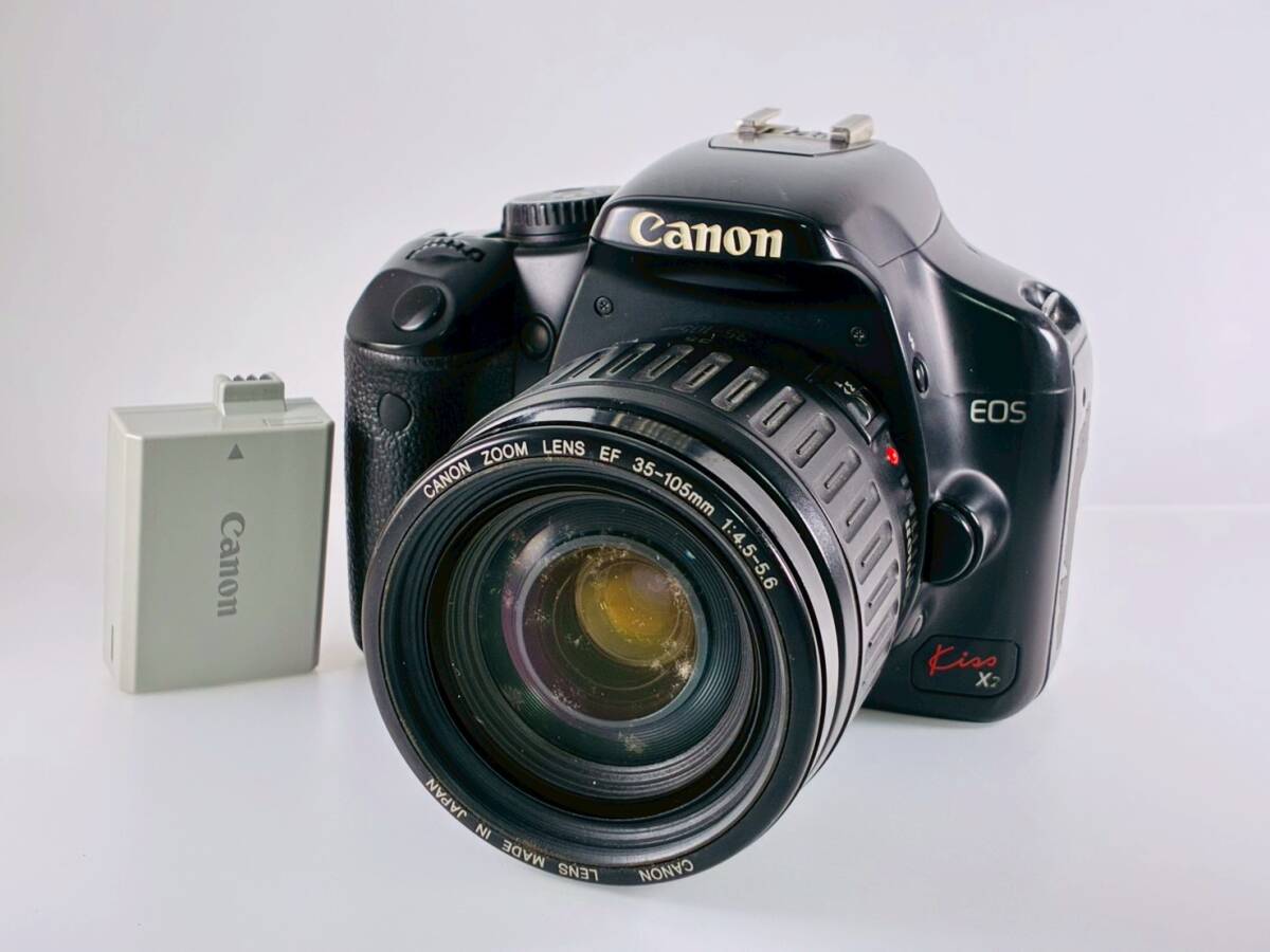 ★訳あり実用品★ キヤノン CANON EOS KISS X2 ボディ EF 35-105mm F4.5-5.6 レンズセット バッテリー付属 ★動作品 #A134_画像1