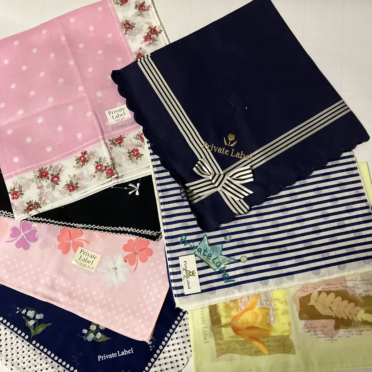 プライベートレーベル ハンカチ 7枚まとめて 未使用品 ブランドハンカチ_画像1