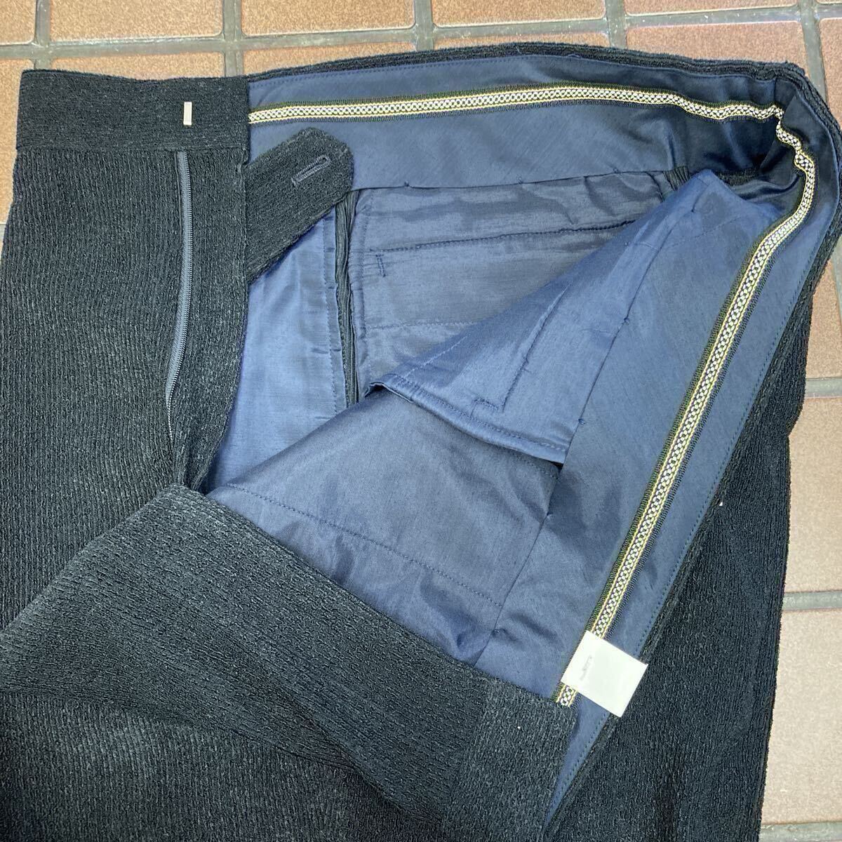 《新品》合物 ゴルフ ビジネス カジュアル スラックス サイズ 91cm 2タック 優れた軽量感 ソフトなタッチしなやかな風合い モール地 濃紺色_画像6