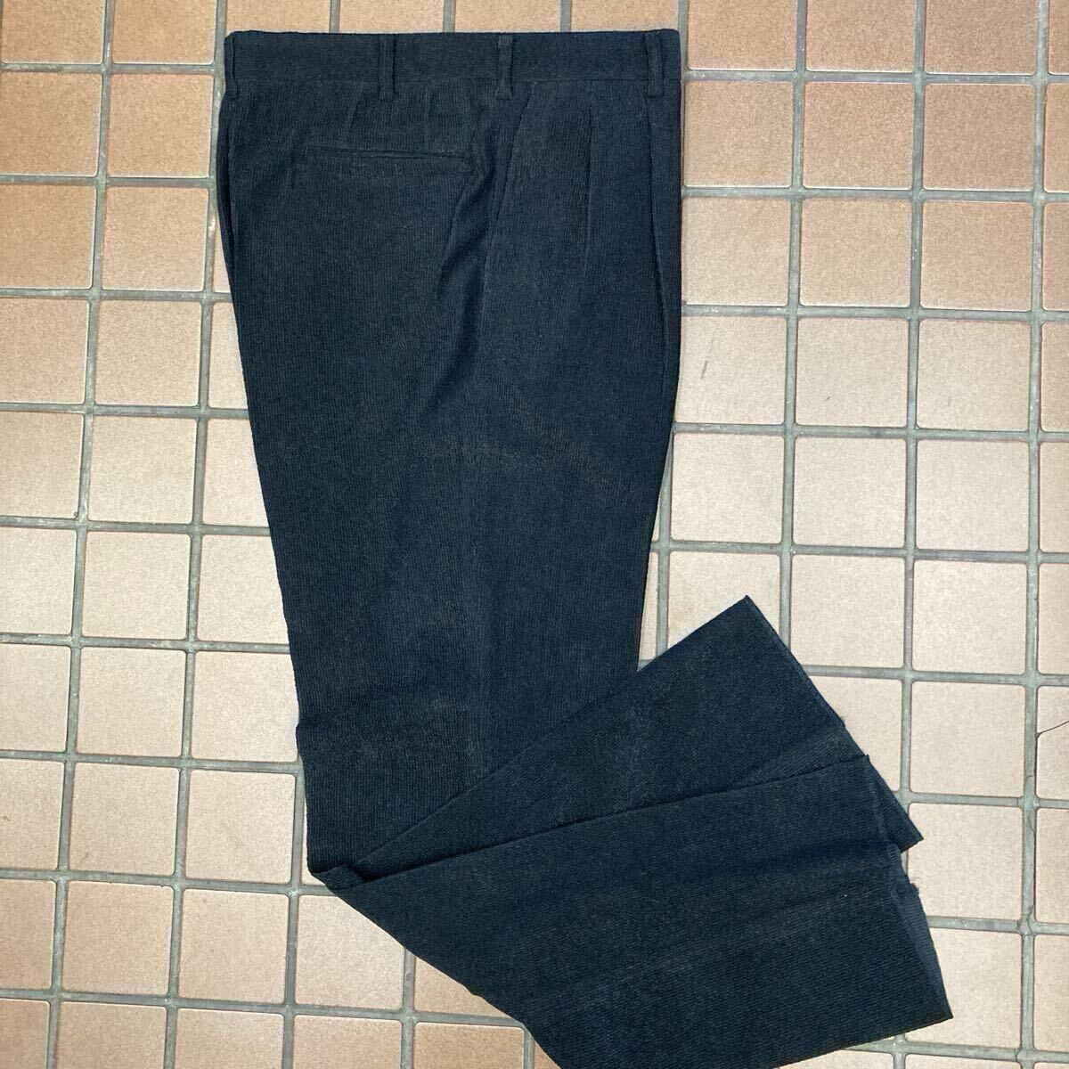 《新品》合物 ゴルフ ビジネス カジュアル スラックス サイズ 91cm 2タック 優れた軽量感 ソフトなタッチしなやかな風合い モール地 濃紺色_画像7