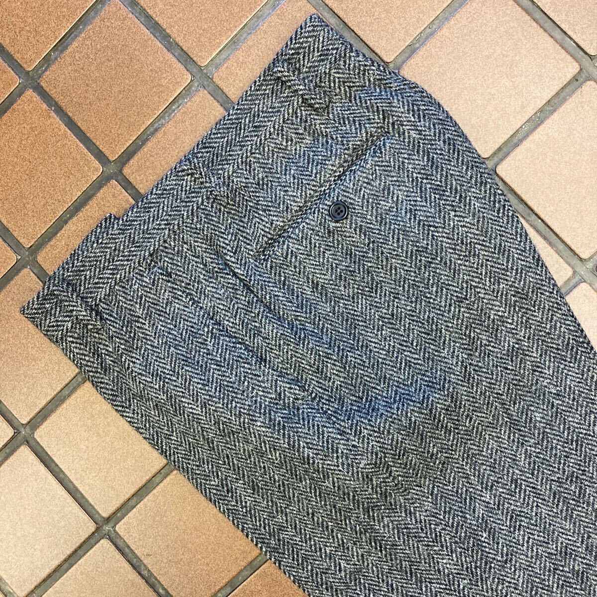 《新品》ビジネス カジュアル ゴルフ スラックス ツィード サイズ 70cm 2タック 日本製 毛100% ヘリンボーン 肉厚生地 レトロヴィンテージ _画像1