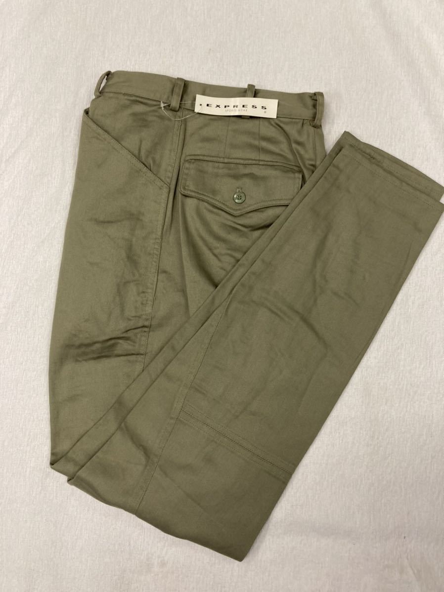 【新品】未使用 チノパン カジュアル ノータックスラックス サイズ M(74cm) 綿100% 両後ろポケットフラップ付き コインポケット 裾幅16cm_画像1