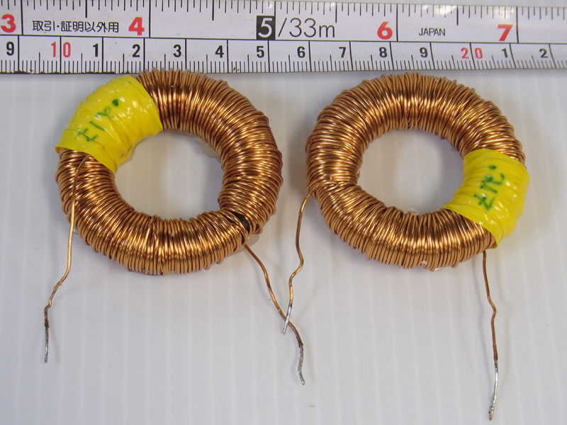 トロイダルコイル インダクター リングコイル 2個セット② メーカー製ネットワーク取り外し品_画像1