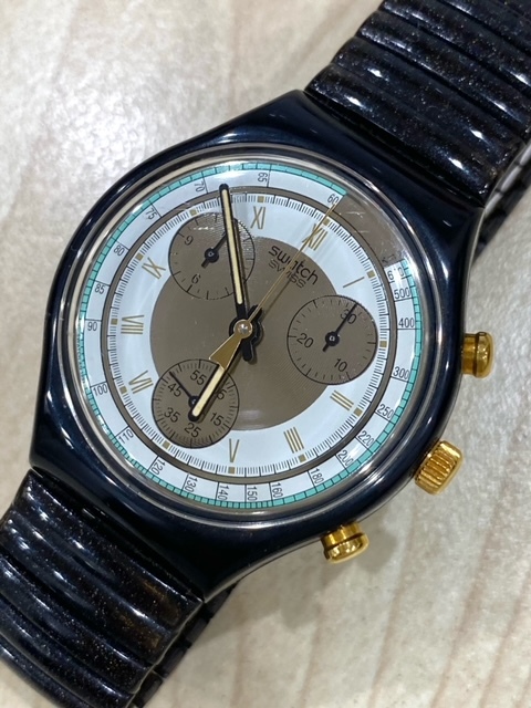 FS7-9-54 電池交換済 稼動品 美品 CHRONO クロノグラフ swatch スウォッチ AG1991 WATER RESISTANT 腕時計 QZ クォーツ_画像2