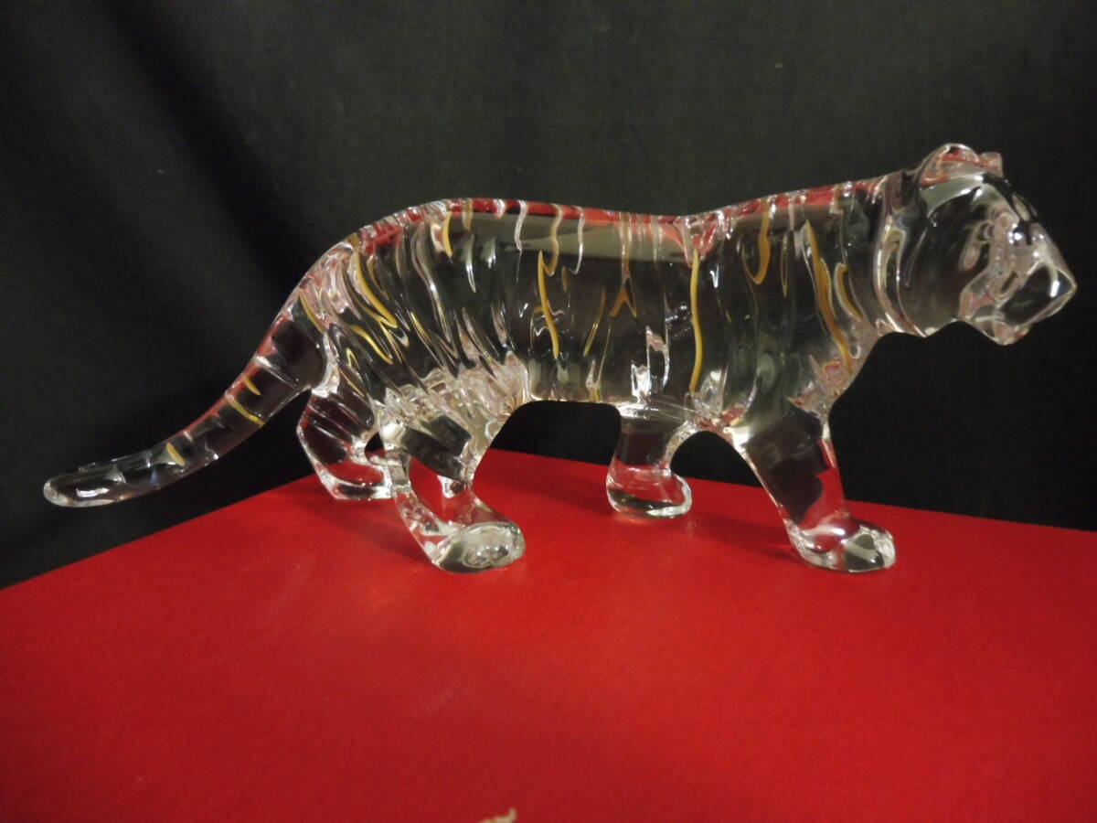 美品 バカラ Baccarat タイガー 箱付 虎 クリスタル ゴールド 金運 幸運  (60_画像1