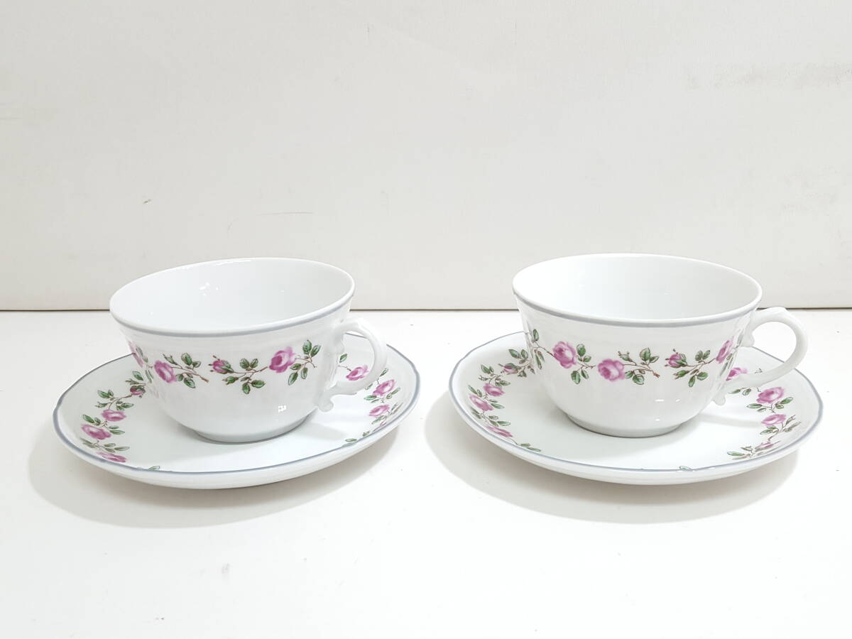 【超美品】 Richard Ginori リチャード ジノリ スモールローズ カップ＆ソーサー 2客セット/廃盤希少品/イタリア製/洋食器/06KO092719_画像1