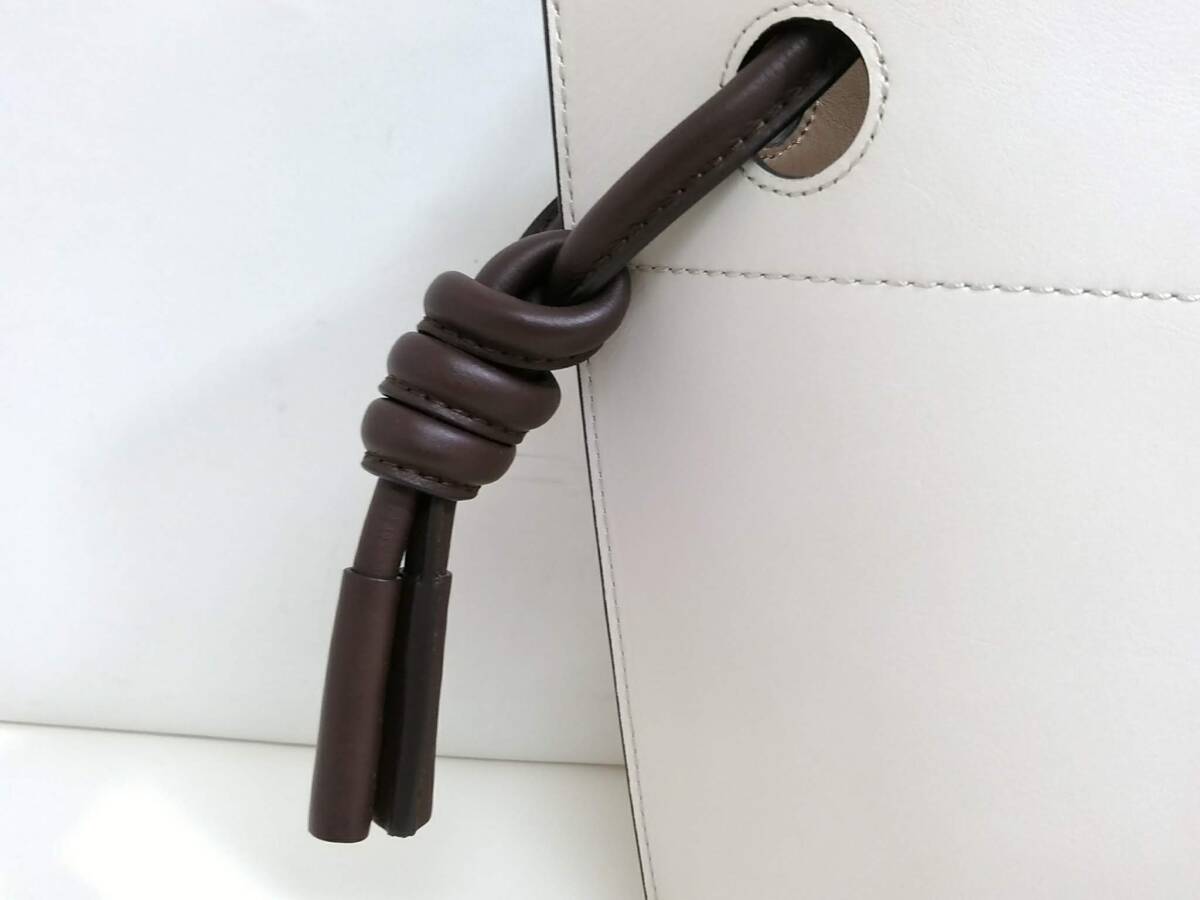 【超美品】ORSETTO オルセット バケツ型 ハンドバッグ/本革レザー/ベージュ×ダークブラウン系/トートバッグ/バケツバッグ/01YZ100101-8_画像4