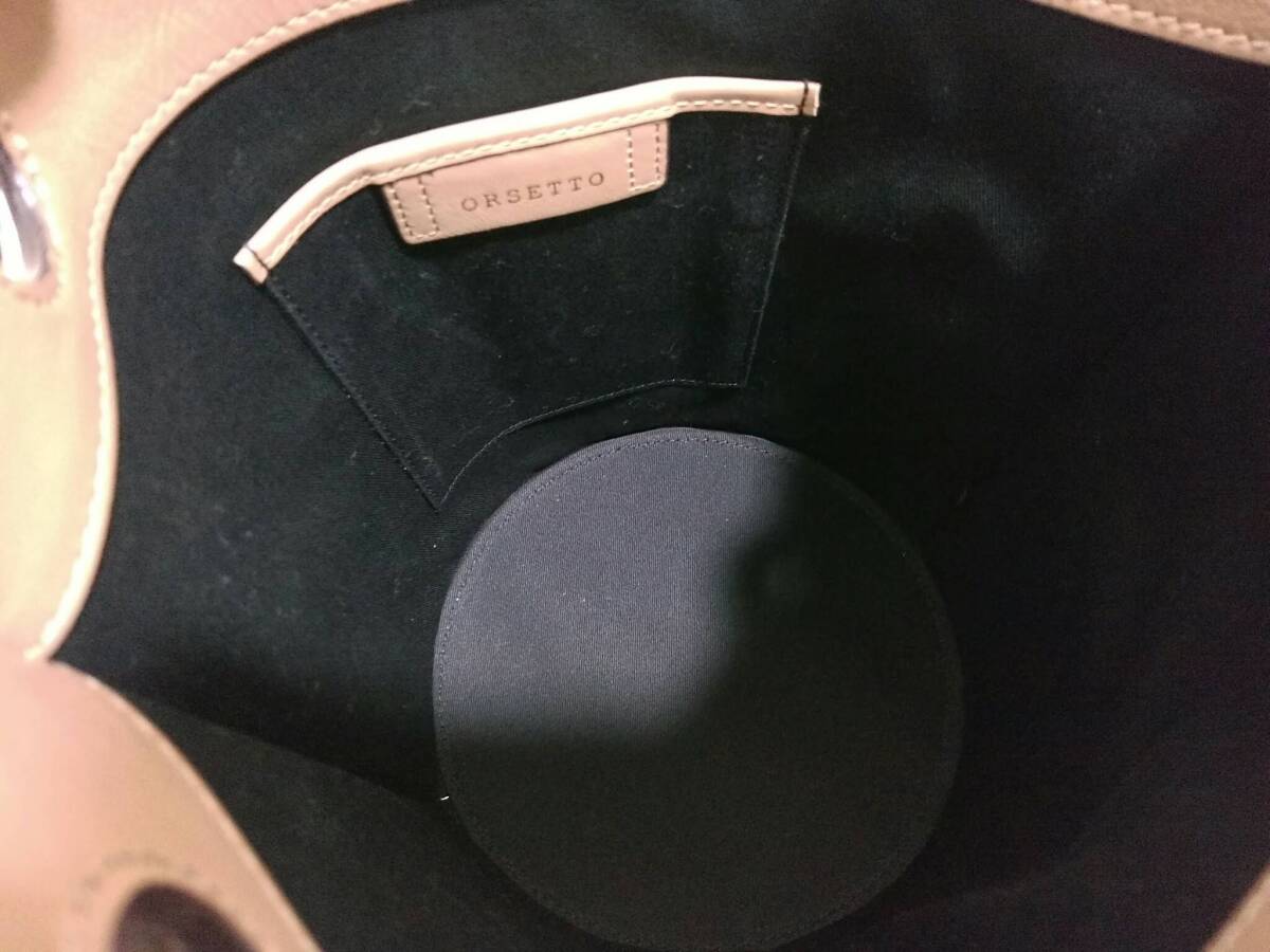 【超美品】ORSETTO オルセット バケツ型 ハンドバッグ/本革レザー/ベージュ×ダークブラウン系/トートバッグ/バケツバッグ/01YZ100101-8_画像10