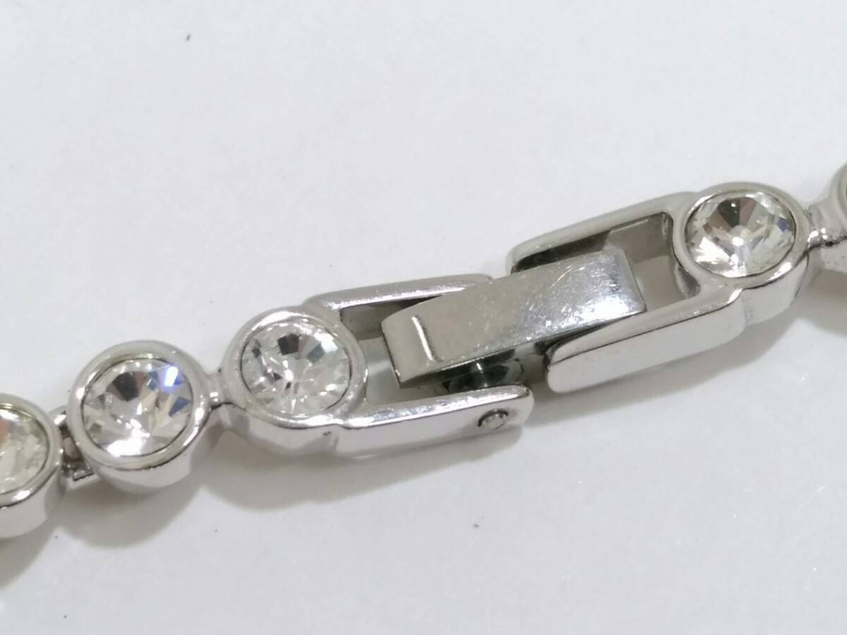 【美品】SWAROVSKI スワロフスキー Tennis テニス ブレスレット/全長約17.5cm/幅約0.5cm/シルバーカラー/ブランドアクセサリー/01YZ100907_画像3