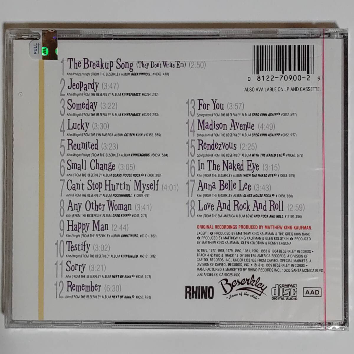 [未開封]GREG KIHN(グレッグ・キーン)/KIHNSOLIDATION:THE BEST OF GREG KIHN_画像2