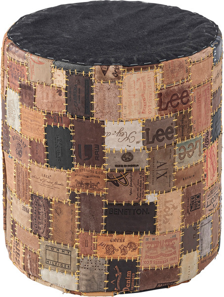 スツール 椅子 チェア おしゃれ リビング 革 オットマン 丸型 パッチワーク ラウンドスツール FAB-006_画像3