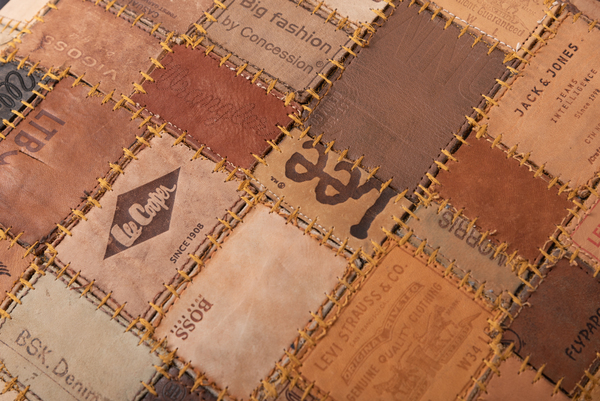 スツール 椅子 チェア おしゃれ リビング 革 オットマン 丸型 パッチワーク ラウンドスツール FAB-006_画像5