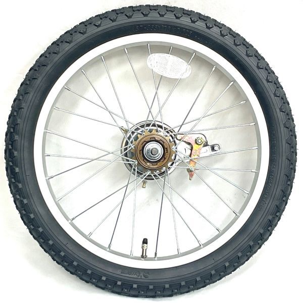 ★18インチ自転車 幼児車用 アルミ 後輪ホイール シルバー 新品未使用 タイヤ・チューブ・フリーホイル・ブレーキ付き★_画像1