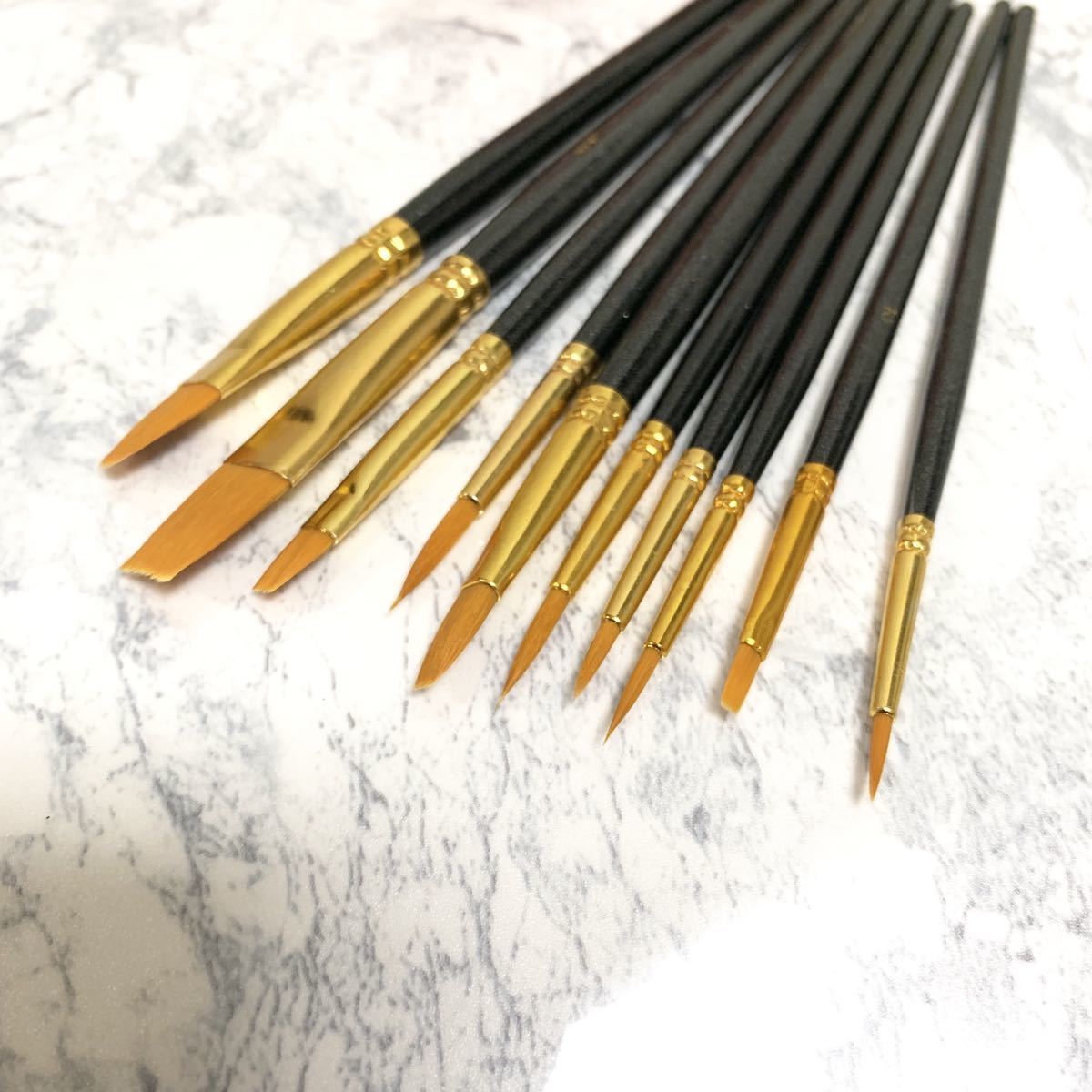 水彩画 アクリル画 絵筆 10本セット 美術用品 筆 水彩筆 油絵筆 画筆 ペイントブラシ 画材筆 黒_画像2